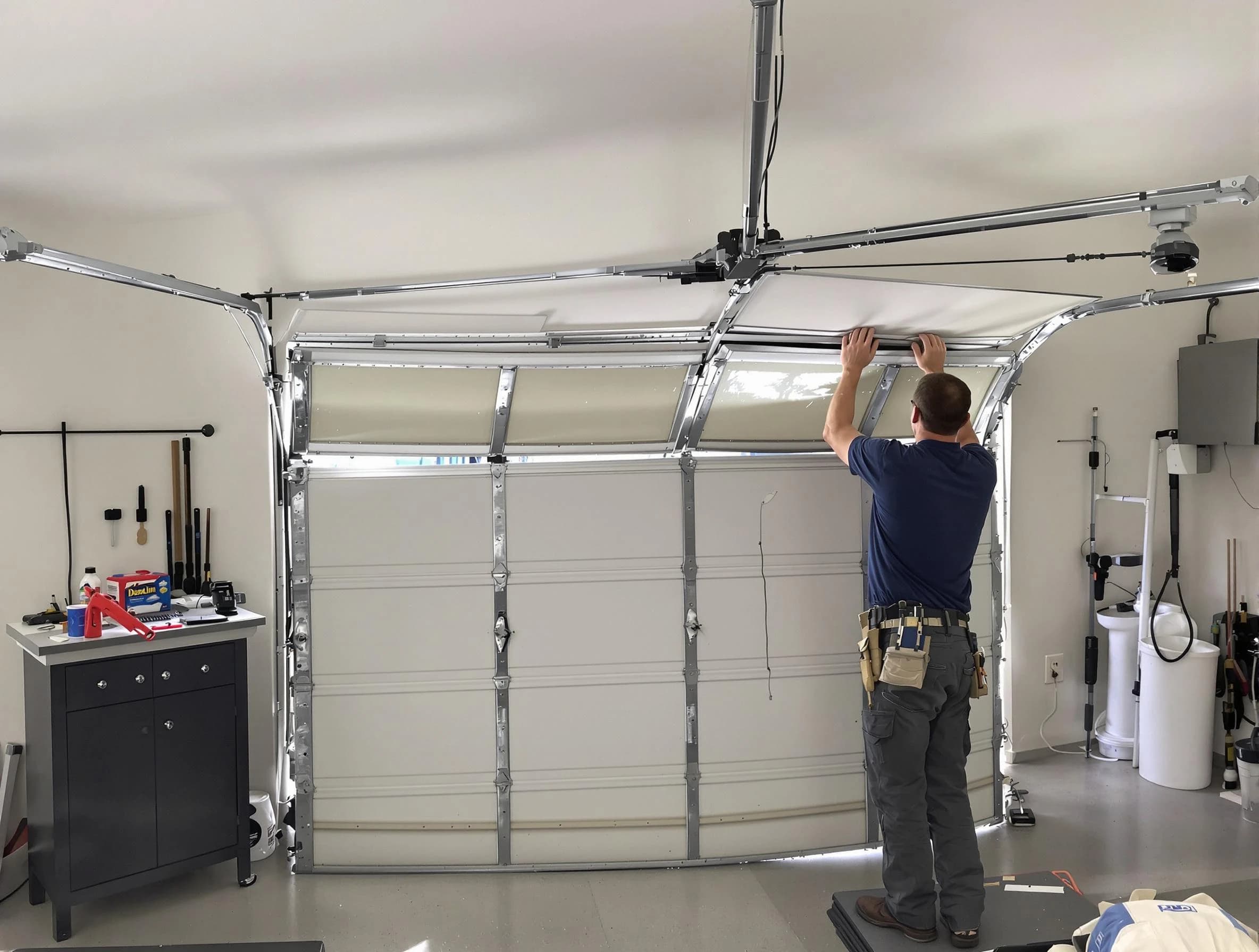 Rockwood Garage Door Repair specialist performing precise section replacement on Rockwood garage door