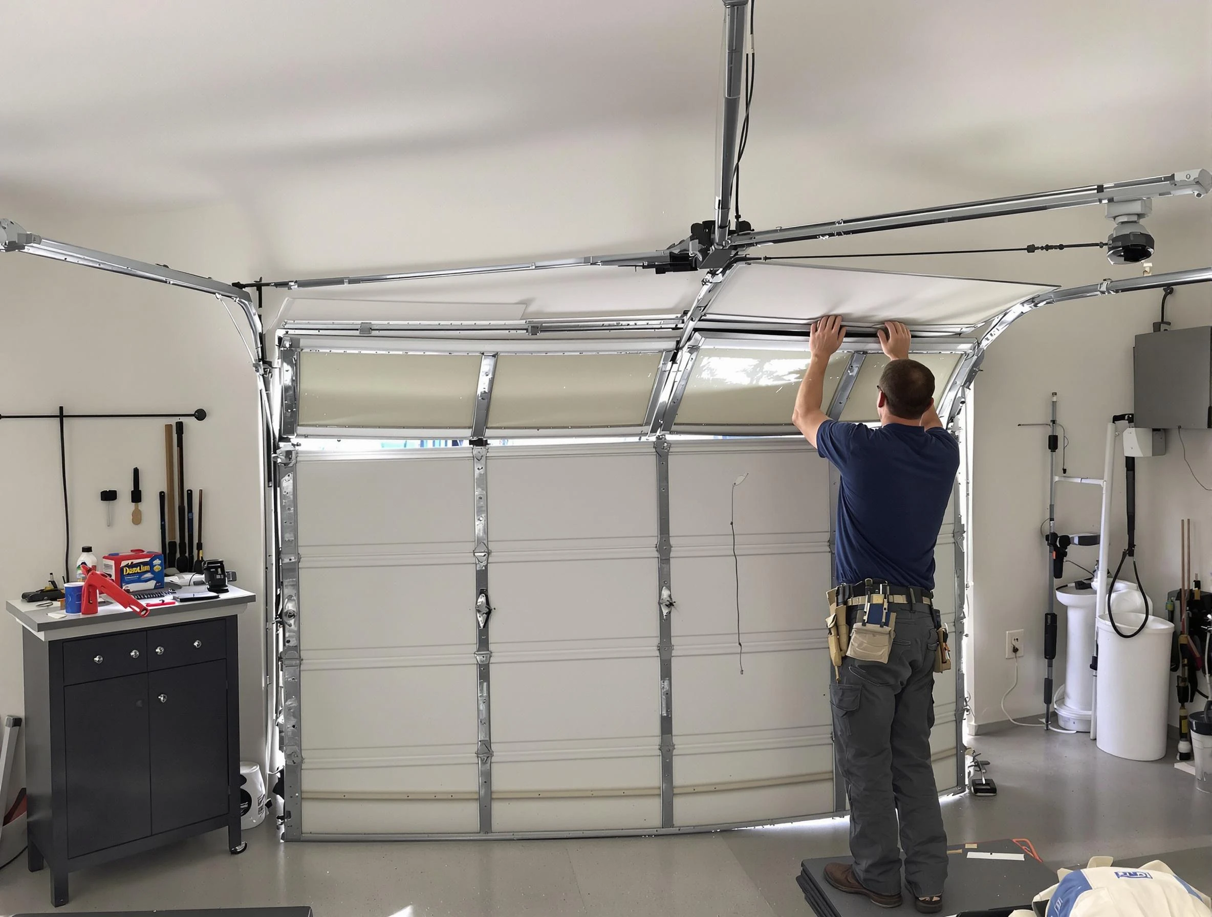 Rockwood Garage Door Repair specialist performing precise section replacement on Rockwood garage door